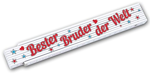Zollstock Meterstab 2 m mit Schriftzug Bester Bruder der Welt Geschenkidee zum Geburtstag Männertag Weihnachten Mann Familie Handwerker