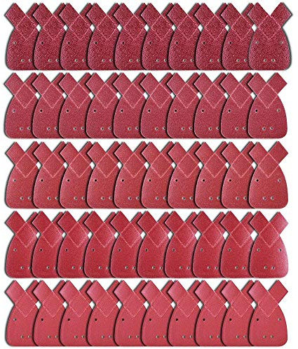 AUSTOR 50 Stück Mouse Schleifpapier Schleifblätter Klett-Schleifdreiecke 10 x Körnung 40/60/ 80/120/ 240 für Black und Decker Detail Palm Sander