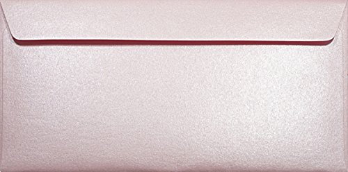 Netuno 100 enveloppes roses nacrées longues DL 110x220mm 120g Majestic Petal enveloppes décoratives élégantes pour mariage anniversaire baptême Noël invitations cartes-lettres cartes de voeux