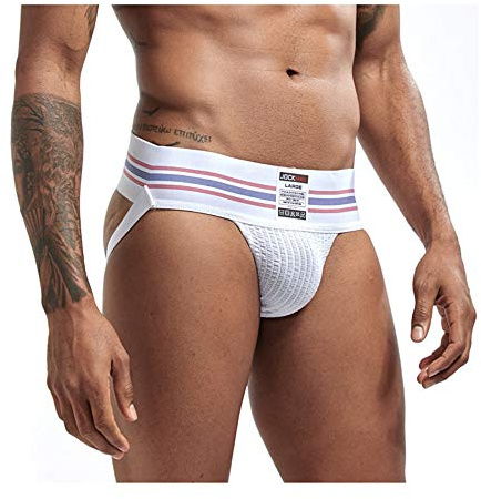 JOCKMAIL Sexy Men Jock Strap Athletic Jock Strap Supporter Thongs and G Strings Wide Belt Sexy Underwear Brief 7 Colors M-XXL