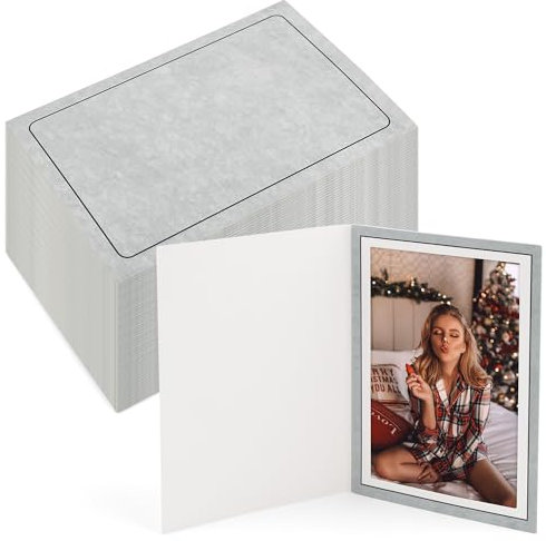 Golden State Art, 100 Stück 10 x 15 cm große Fotomappen, Karton-Bilderrahmen, Papierrahmen-Karten, Grüße/Einladung, besondere Ereignisse: Abschlussfeier, Weihnachten, Hochzeit (grau)
