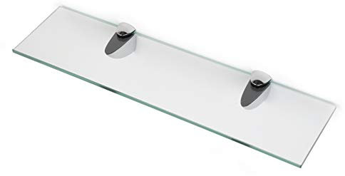 BSM Marketing Étagères en verre trempé de 6 mm d'épaisseur avec grande finition chromée pour supports de 600 mm, 500 mm et 400 mm (1, 600 mm x 100 mm)