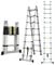 5M Portable Heavy Duty Fold Multi-Purpose Stainless Steel Telescopic Ladder Extendable Telescopic Ladder DIY A-Frame Extension Ladder 16 Steps 150KG Loading