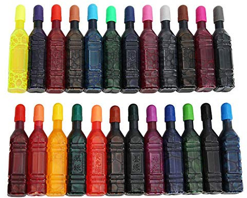 24 Couleurs Liquide Aquarelle Encre Ensemble 8 ML/Bouteille pour Aquarelle Pinceau stylos Lavable Enfants Peinture Outil Art Fournitures(24 Couleurs)