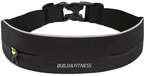 Build & Fitness Laufband - Bauchtasche mit Verstellbarer Taillenweite, Schlüsselclip - Passt für Alle Telefone, Schlüssel, Karten - Bauchtasche Damen und Herren - Laufen, Walken, Fitnessstudio, Sport
