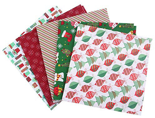 MoonyLI Weihnachten Thema Handwerk Baumwolle Stoff Bündel Patchwork DIY Handwerk Quilten vorgeschnittene Quadrate Stoffreste Gedruckte Blumen Stoff Patchwork vorgeschnitten Schneeflocken Stoff DIY