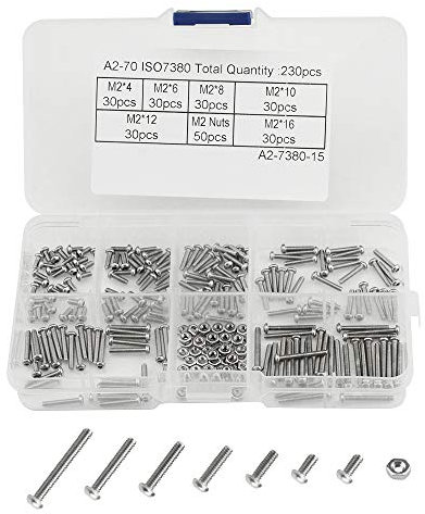 WMYCONGCONG 230 PCS Metrisch M2 304 Edelstahl Button Head Socket Cap Schrauben Mutter Assortment Kit