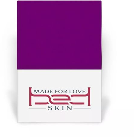 Bedskin Premium Boxspringbett & Wasserbett Spannbettlaken 200x200-200x220 cm, bis 40 cm Matratzenhöhe - Jersey Spannbettlaken für Boxspringbett, 100% Buamwolle Spannbetttuch (Lila)