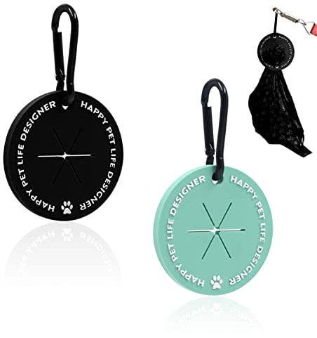 Hundekotbeutelhalter, Kotbeutelhalter mit Karabiner-Clip, freihändiger Kotbeutelhalter für Leine, Haustierkotbeutelspender für Spaziergänge mit dem Hund, 2 Farben (Schwarz, Grün)