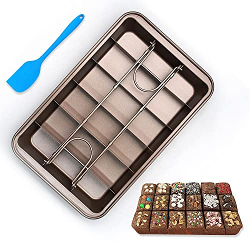 Brownie Pan with Dividers，Nonstick Carbon Steel Baking Loaf Pan Baking Pan Baking Pan，18 Pre-Cut Square Molds for Brownie Bite, Cake, Fudges and Chocolate