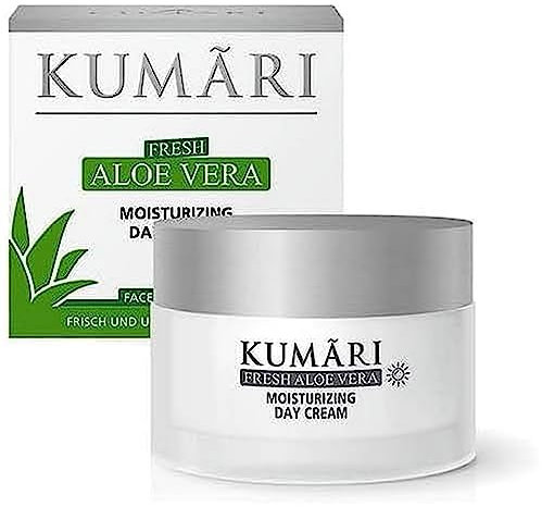 KUMÃRI Naturkosmetik – Moisturizing Day Cream mit Aloe Vera, Hyaluron & Jojoba-Öl spendet Feuchtigkeit & glättet Fältchen – vegane Gesichtscreme mit 76% unverdünntem BIO Aloe Vera Pflanzensaft (50ml)