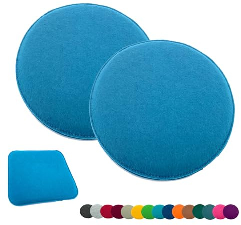 heimtexland ® 2er Pack Sitzkissen Filz Stuhlkissen Bodenkissen Polster Stuhlauflage Indoor Outdoor Kissen rund Typ631 Filzkissen Aqua 35x35 cm 2 Stück
