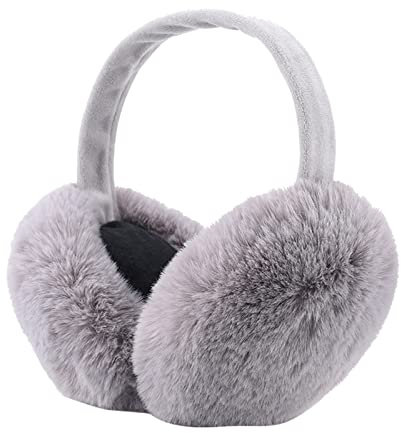 IHCEMIH Ohrenschützer Damen Ohrenschützer Winterzubehör Flauschig Plüsch Faltbar Erwachsene Outdoor Thermo-Ohrenwärmer Skifahren Laufen Ohren Schutz vor Wind Kalt Modisches für Mädchen Herren Grau