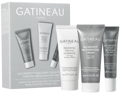 GATINEAU Age Benefit Discovery Collection | Travel skincare with face cream, peeling exfoliator and night renewal elixir. Anti-ageing for smoother radiant skin