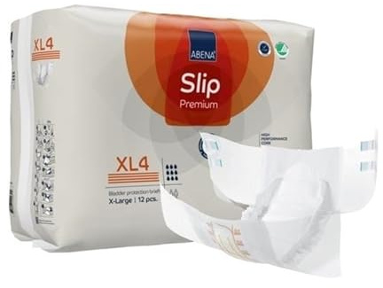 ABENA Slip Premium Inkontinenzeinlagen XL 4, (4 x 12 Stück = 48 Stück) | Für Damen und Herren, Eco-Labeled, 4000 ml Saugfähigkeit, 110-170 cm