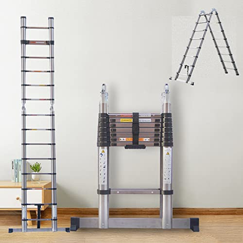 16.5ft Tripod ladder Folding Loft Ladders 5m Adjust Height Suitable for Different Spaces Durable Lightweight Stainless Steel Practicality Telescopic Ladders EN131 Safe Standard