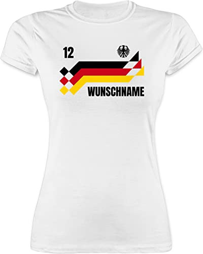 Shirt Damen - 2026 Fussball WM Fanartikel - Deutschland Trikot mit Name und Nummer Germany - L - Weiß - Deutschland. Tshirt em Trikots fußball German Funshirts für Frauen Deutschland-t-Shirt