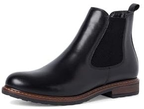 Tamaris Damen Chelsea Boots, Frauen Stiefeletten,Boots,Stiefel,Bootee,Booties,halbstiefel,Kurzstiefel,uebergangsschuhe,Black Leather,38 EU