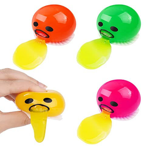 Ainiv Puking Egg, 4 Stück Erbrechendes Ei Squeeze Toys Eigelb Druck Ball Kotzen, Süße Runde Erbrechen Lutschen Eigelb Stressabbau Spielzeug Erbrechen & Saugen Entlasten Sie Stress Spucken Eigelb