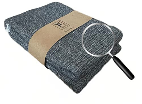 YENGAS Musselin Decke, Kuscheldecke, 100% Baumwolldecke, Weiche Kuscheldecke, XL Tagesdecke, Leichte Baumwoll Decke, Sofadecke als Sofaüberwurf Decke 150x200cm, anthrazit&Ecru