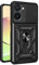 DESSEN Funda para OPPO Realme C33 4G, Carcasa de Silicona Suave de TPU/PC y Lente Cover, con Magnético Soporte de Anillo Giratorio, Golpes Bumper Case. Negro