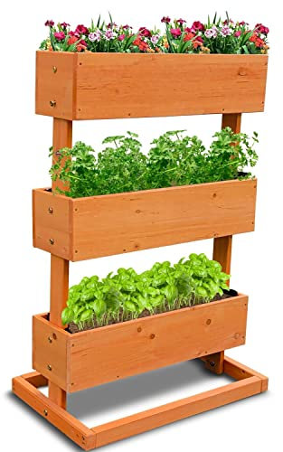 Jardinière Verticale surélevée à 3 étages - Escalier de Fleurs - Parterre d'herbes prématurées - Jardinière avec Film de Plantation - 49 x 30 x 75 cm - pour terrasse, Balcon et Jardin d'hiver