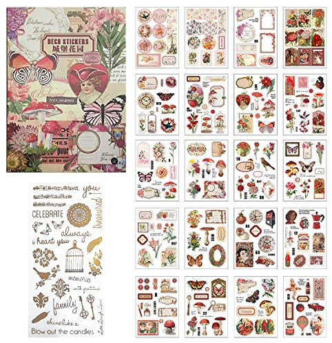 21 Blatts retro sammelalbum aufkleber, garten serie hand konto aufkleber, transparente dekorative aufkleber, DIY bronzing aufkleber, verwendet für hand konto bücher, tagebücher, computer