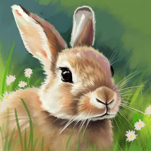 Bimkole DIY 5D Diamond Painting Kits Zubehör Süßer Hase, Tierblume Diamant Malerei Kit Voll Runde Bohrer Malen nach Zahlen Malerei Stickerei Kreuzstich Diamond Dekoration 30X30cm