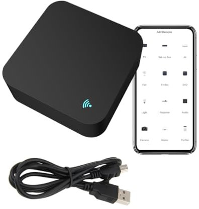 Mando Remoto Universal WiFi a Distancia Infrarrojo Compatible con Tuya. Control Remoto IR Smart Home. Alexa, Google Home, Smart Life. Controlar TV, Aire Acondicionado, Cuadrado Negro