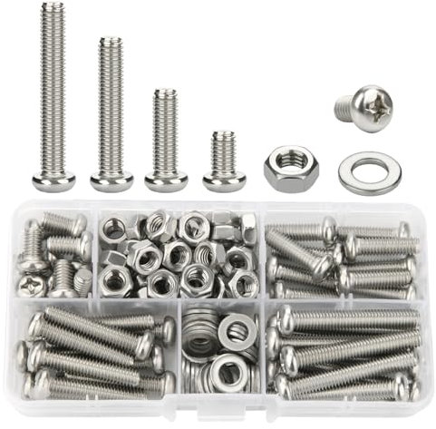SWTYExt 120 Stück M6 Schrauben Set 304 Edelstahl A2-70 Schraubenset mit Muttern und Unterlegscheiben Sortiments für Kreuzschlitzschrauben Linsenkopfschrauben Gewindeschrauben Mechanische Wartung