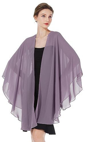 BEAUTELICATE Chiffon Schal Stola Bolero Damen Für Abendkleid Festlich Hochzeit Braut Frühling Sommer Jacke (Mauve,Einheitsgröße)