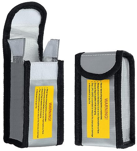 Moendergo LiPo Guard Bag Fireproof Safety Protection Bag, 2PCS Battery Safe Bag Fire Resistant Safe Box Guard Storage Pouch Sack for Protecting Battery and Charging 12.5x6.5x6cm(S)