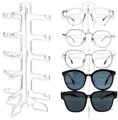 QWORK® Lot de 2 supports de lunettes transparents, Rngement lunettes pour 5 paires de lunettes de soleil