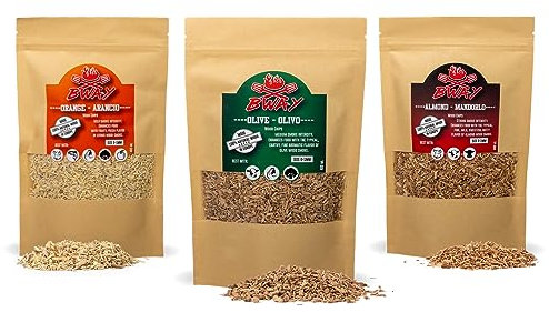 BWAY Bois pour Fumage à Froid, Parfait pour Pistolet à Fumée pour Fumoir à Froid, Assortiment de 3 Essences de Bois Fumage pour Fumoir et Barbecue, sciure Fumage (3x400 ML)