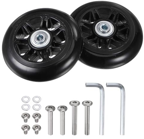 sourcing map Replacement Luggage Wheels 90x24mm Suitcase Wheel Repair Kits Include 2 PU Bearing Wheels & Washers, Wrenches & Axle Screw for Trolley Bag, Inline Skate and Caster Board