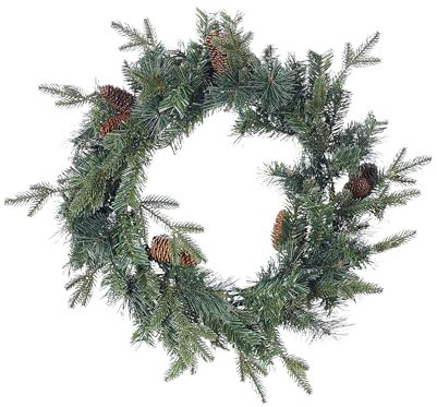 Moderner Weihnachtskranz Kunststoff mit Zapfen Zweige grün rund 60 cm Kamerun