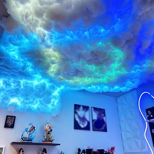 3D Thundercloud LED Light Kit, DIY Creative Thunder Cloud Lamp, APP Control, Remote Control, RGB Night Light, Lightning Atmosphere Light, for Bedroom Gaming Room Party,5m/16.4ft