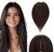 Elailite Hair Topper Echthaar, Toupet Damen, Clip in Haarteil, Haartopper Basis 10x12cm, 45cm #2 Dunkelbraun