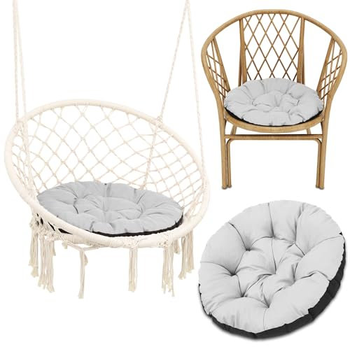 Amazinggirl Hängesessel Kissen Sitzkissen für Hängeschaukel 60 cm - Polster für Hängehöhle Lesesessel Hängestuhl und Papasansessel runde Auflage für Outdoor und Indoor Hellgrau Farbton B
