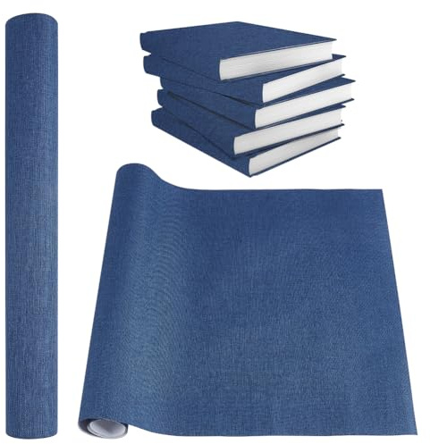 BENECREAT 120x40cm Buchbindetuch, Leinen Bucheinband Stoff Oberfläche Buchtuch Zum Buchbinden Polsterstoff Zum Buchschutz DIY Basteln Scrapbooking, Preußischblau