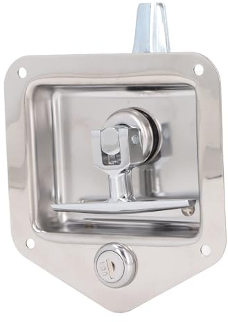 Poignée en T en Acier Inoxydable, Serrure de Boîte à Outils de Remorque, Poignée de Verrouillage Verrouillable avec 2 Clés, Système de Verrouillage encastré