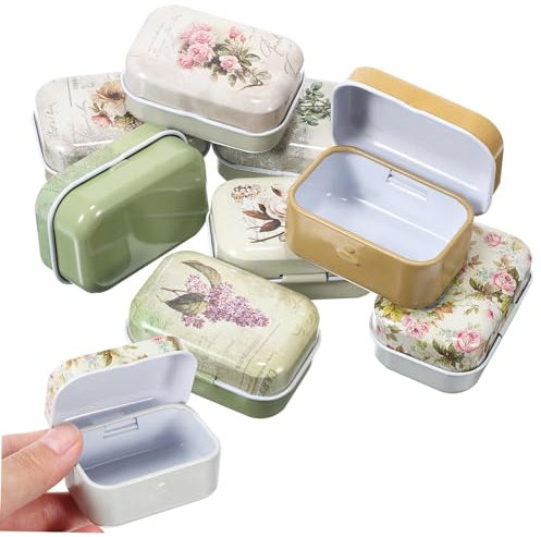 BESTYASH Retro Iron Box Set of 8 Assorted Floral Design Storage Tins for Jewelry and Small Items Durable Decorative Organizer for Home and Gifts