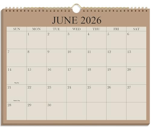 Kalender 2026-2027 - 18 Monate Wandkalender von Juli 2026 bis Dezember 2027, 2026-2027 Wandbehang Kalender Planer mit dickem Papier, 21,6 x 27,9 cm, Beige