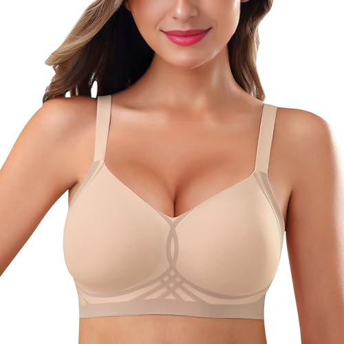 As Fairy Wireless Bra for Women Push Up Full Coverage Seamless Soft Bras with Support Regular and Plus Size (Nude,M)