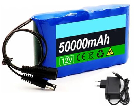 3S2P 12V 50000mah Batería Litio Batería de Recambio Li-Ion 12V 50Ah Baterías Recargables con Placa de Protección BMS + Charger XT60