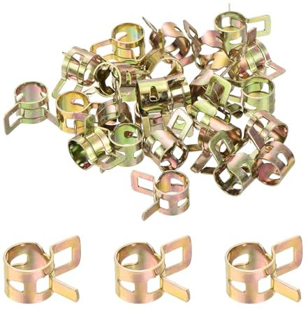 Sourcing Map 9mm 11/32inch Spring Hose Clamp, Pack of 30, Gold