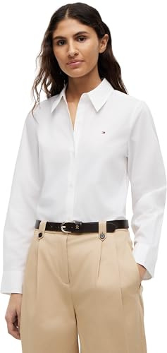 Tommy Hilfiger Chemise Femme Poplin Regular avec Col Pointu