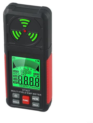 3-in-1 EMF-Detektor erkennt WLAN, 5G, Mikrowellenstrahlung und mehr, RF EF MAG Modus Digitalanzeige für Haushaltsgeräte Testen