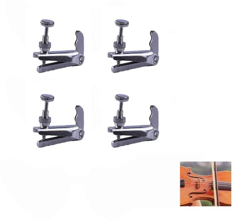 Wxinsheng 4 Piezas Afinadores de Violín Profesionales,Ajustador de Acero Inoxidable para 3/4-4/4 Violín Pack Completo,Sintonizador de Cuerda Preciso,Instalación Sin Herramientas,Anti-Óxido y Duradero