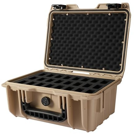 Cavol AC03 Messerkoffer für 24 Klappmesser Case-IPX7 Wasserdicht Heavy Duty Taschenmesser Lagerung Hard Case Box Storage Organizer,Klappmesser Kollektion Schutzhülle (Gobi Gelb)